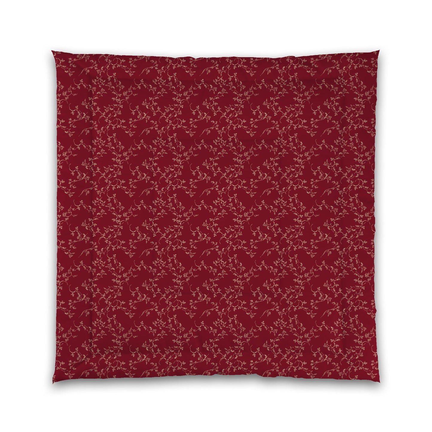 Burgundy Red Microfiber Comforter, Desert Sand Hand-painted Vine Print, Queen (width x length) 88 x 88 inches / 224 x 224 cm