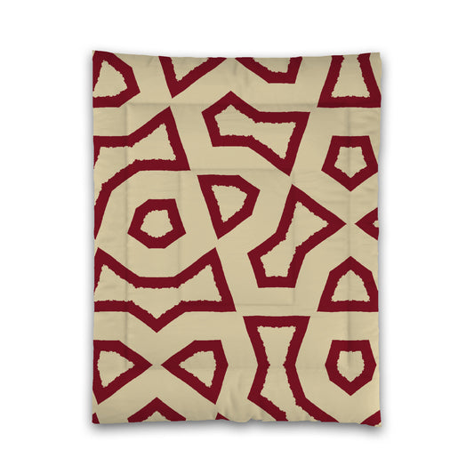 Desert Sand Microfibre Comforter, Bold Burgundy Red Graphic, Twin (width x length) 68 x 88 inches / 173 x 224 cm