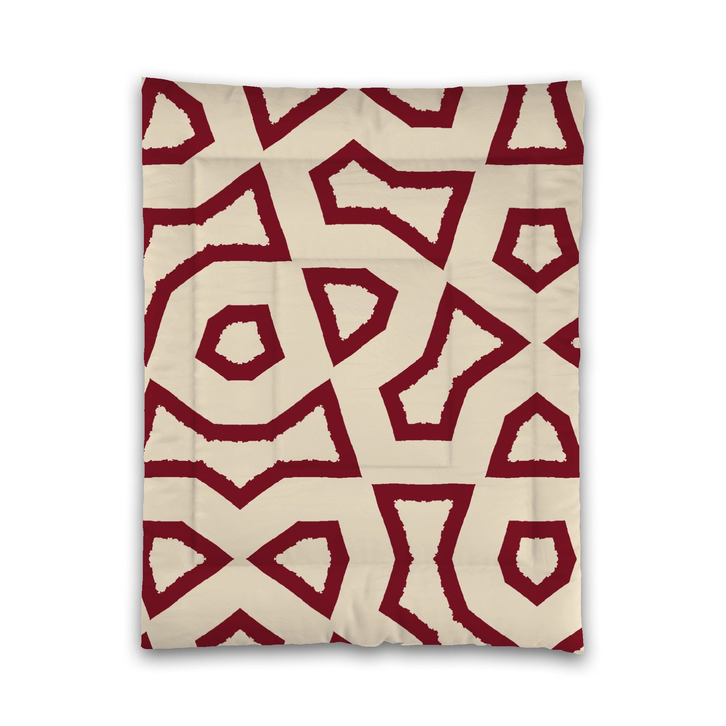 Beige Microfibre Comforter, Bold Burgundy Red Graphic, Twin (width x length) 68 x 88 inches / 173 x 224 cm