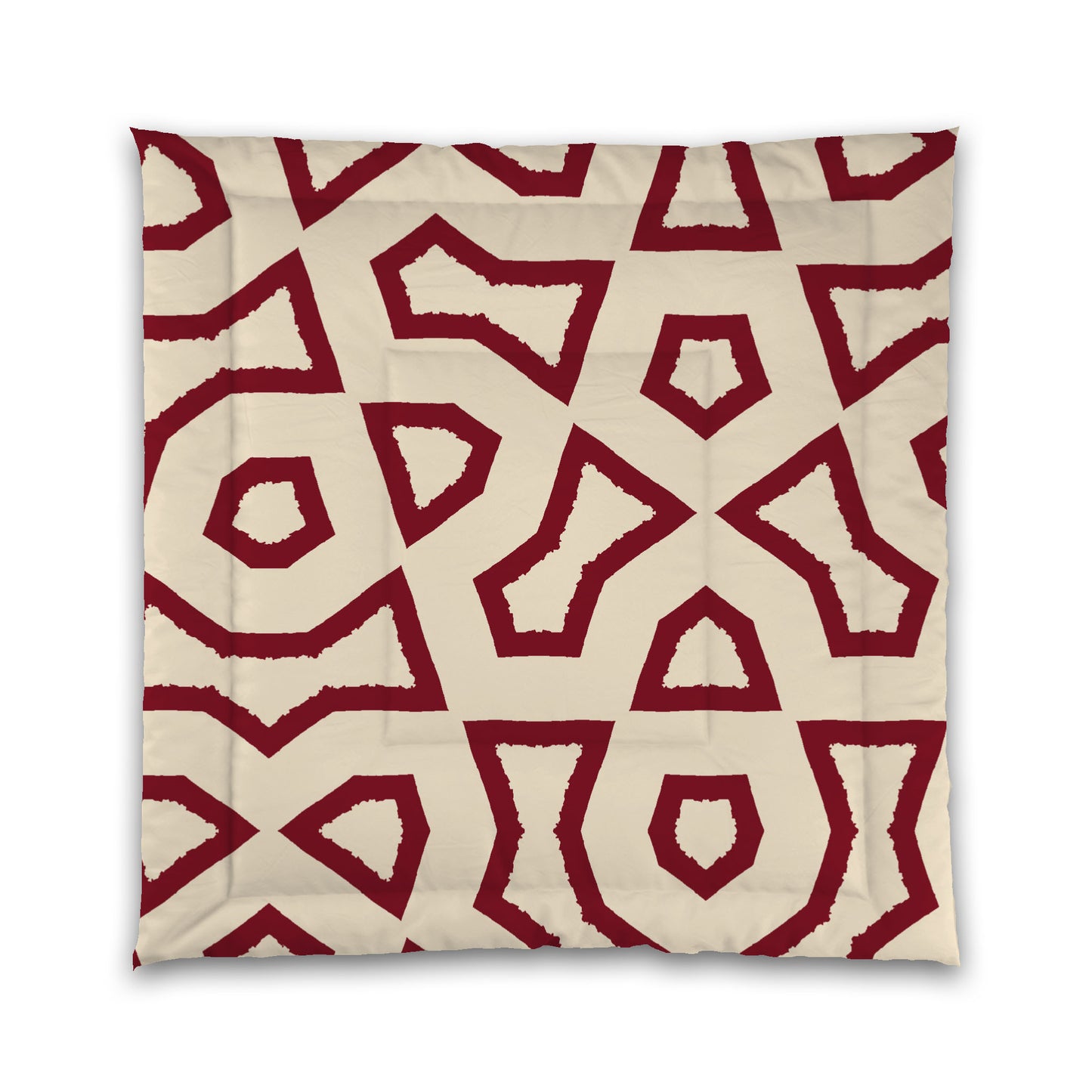 Beige Microfibre Comforter, Bold Burgundy Red Graphic, Queen (width x length) 88 x 88 inches / 224 x 224 cm
