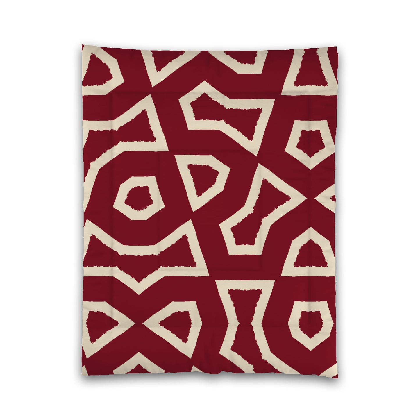 Burgundy Red Microfiber Comforter, Bold Beige Graphic, Twin (width x length) 68 x 88 inches / 173 x 224 cm