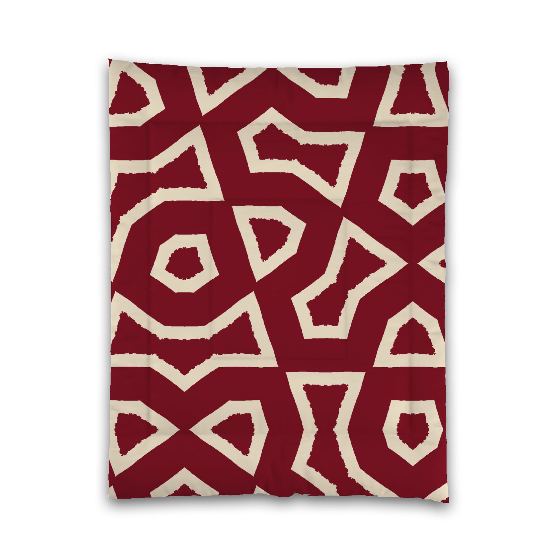 Burgundy Red Microfiber Comforter, Bold Beige Graphic, Twin (width x length) 68 x 88 inches / 173 x 224 cm