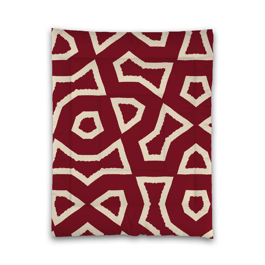 Burgundy Red Microfiber Comforter, Bold Beige Graphic, Twin (width x length) 68 x 88 inches / 173 x 224 cm