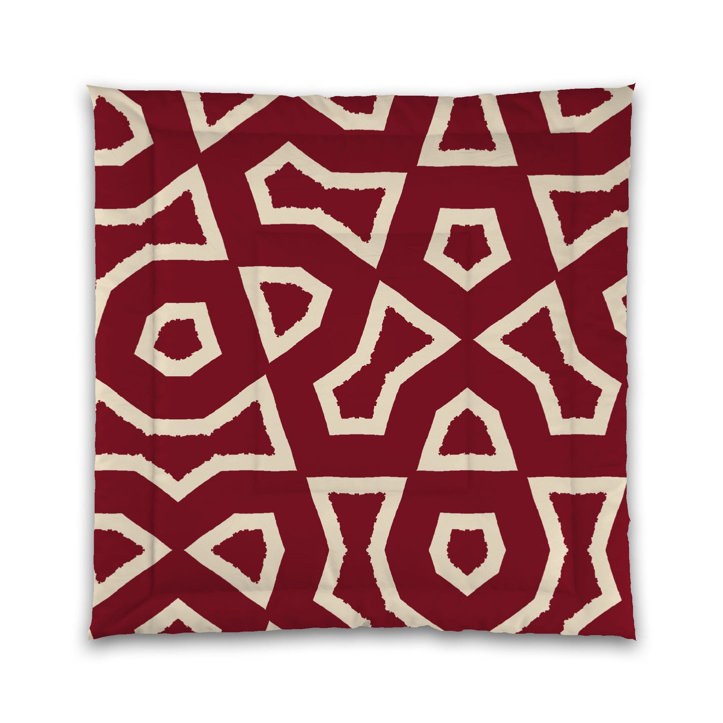 Burgundy Red Microfiber Comforter, Bold Beige Graphic, Queen (width x length) 88 x 88 inches / 224 x 224 cm