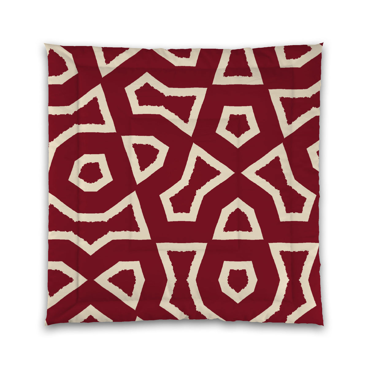 Burgundy Red Microfiber Comforter with Beige Labyrinth Print | Queen - 88 x 88 inches