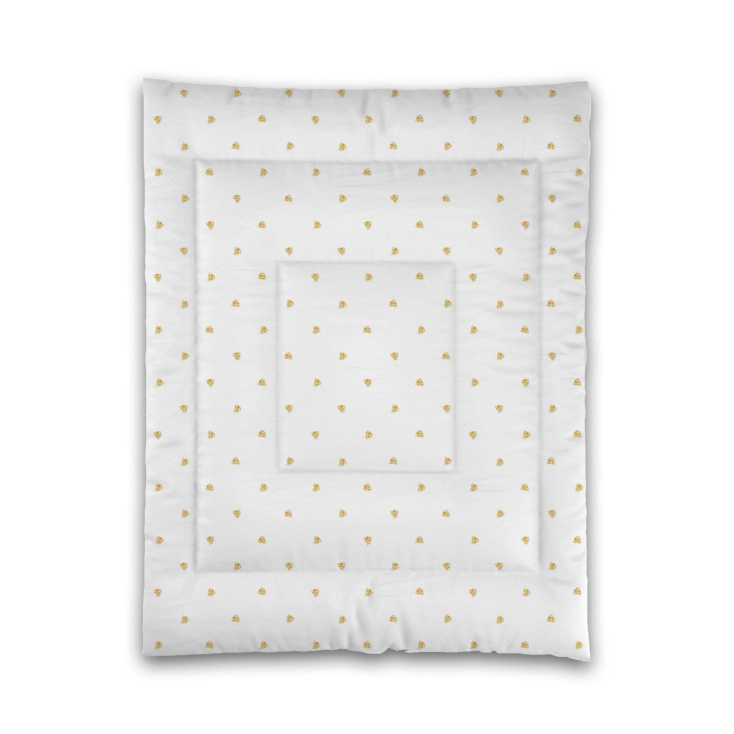 White Microfiber Comforter, Small Yellow-Orange Floral Pattern, Twin - 68 x 88 inches