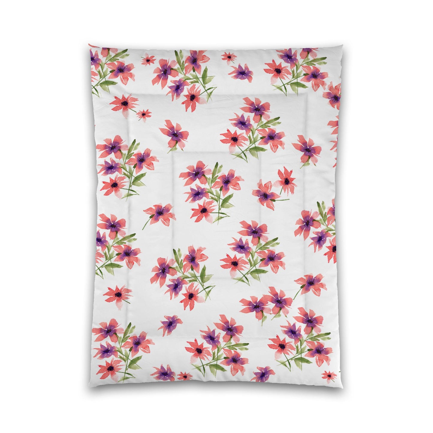White Microfiber Comforter, Large Pink Floral Print, Twin XL - 68 x 92 inches