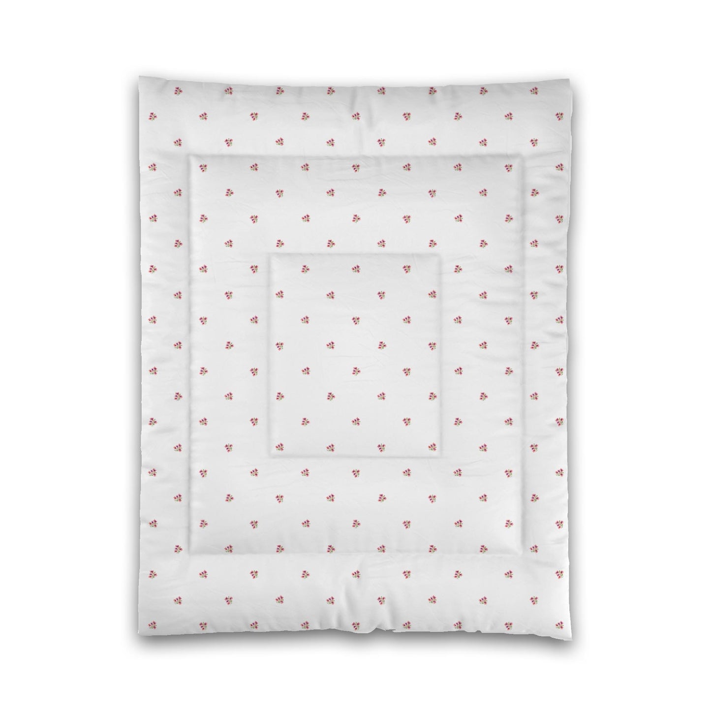 White Microfiber Comforter, Small Pink Floral Pattern, Twin - 68 x 88 inches