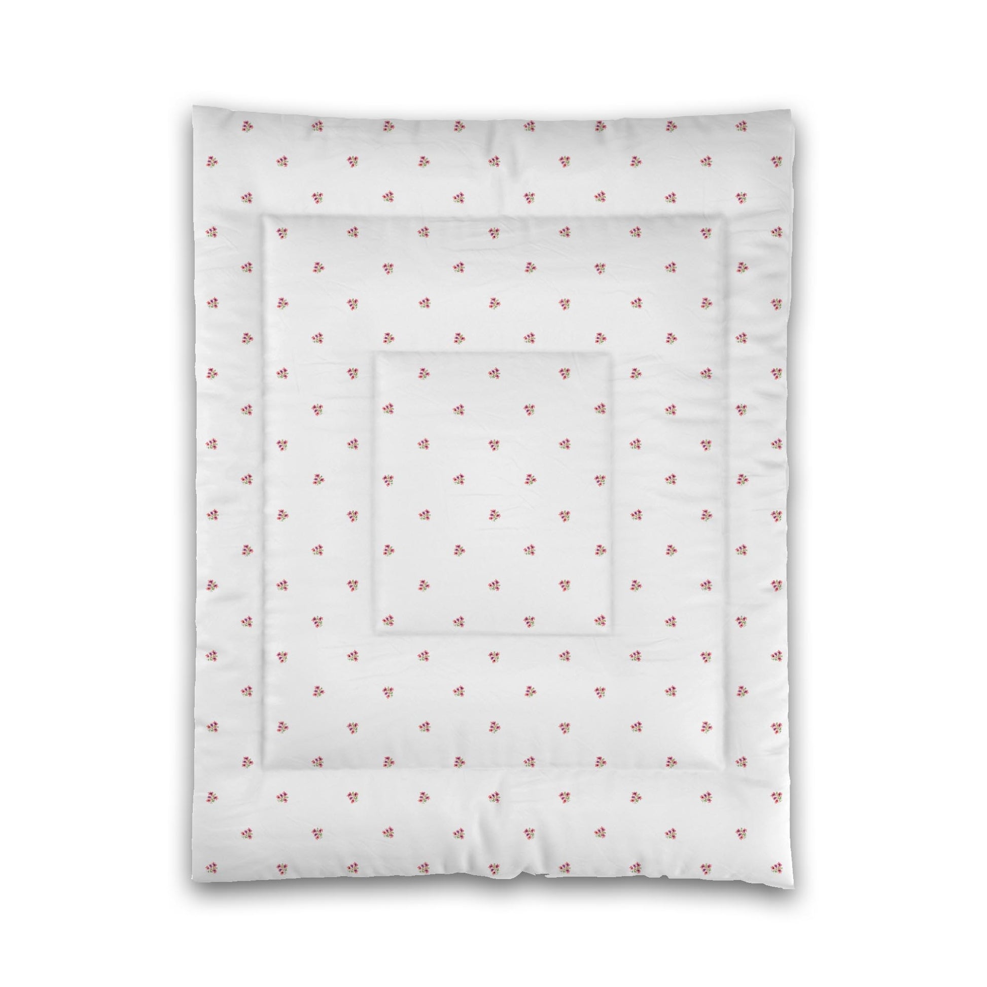 White Microfiber Comforter, Small Pink Floral Pattern, Twin - 68 x 88 inches