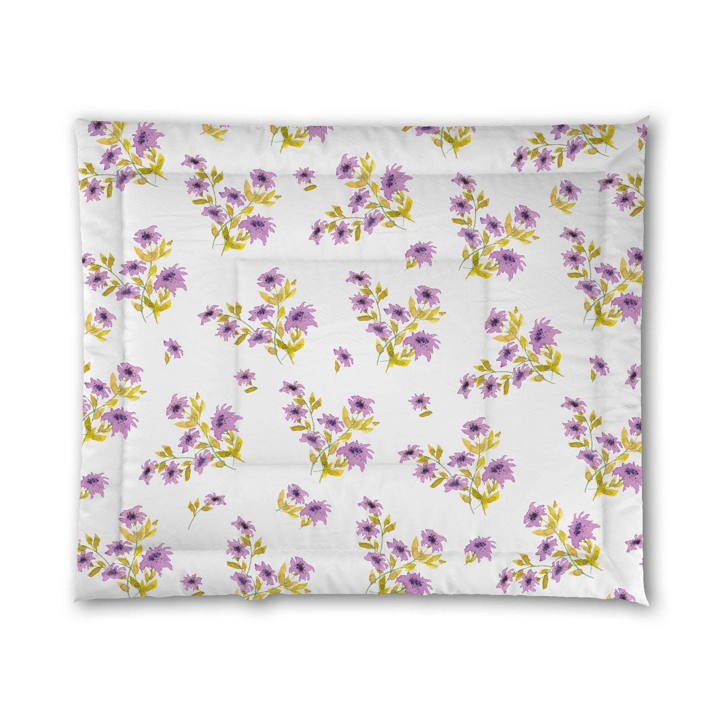 White Microfiber Comforter, Large Mauve Floral Print, King - 104 x 88 inches