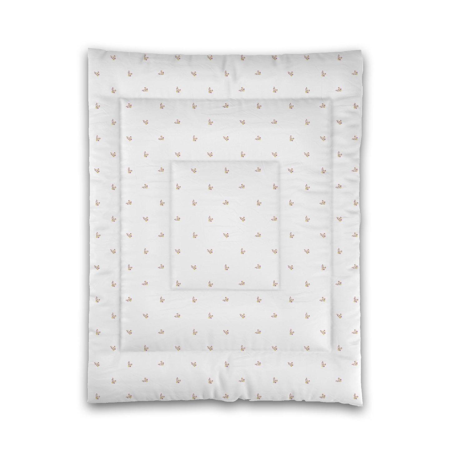 White Microfiber Comforter, Small Mauve Floral Pattern, Twin - 68 x 88 inches