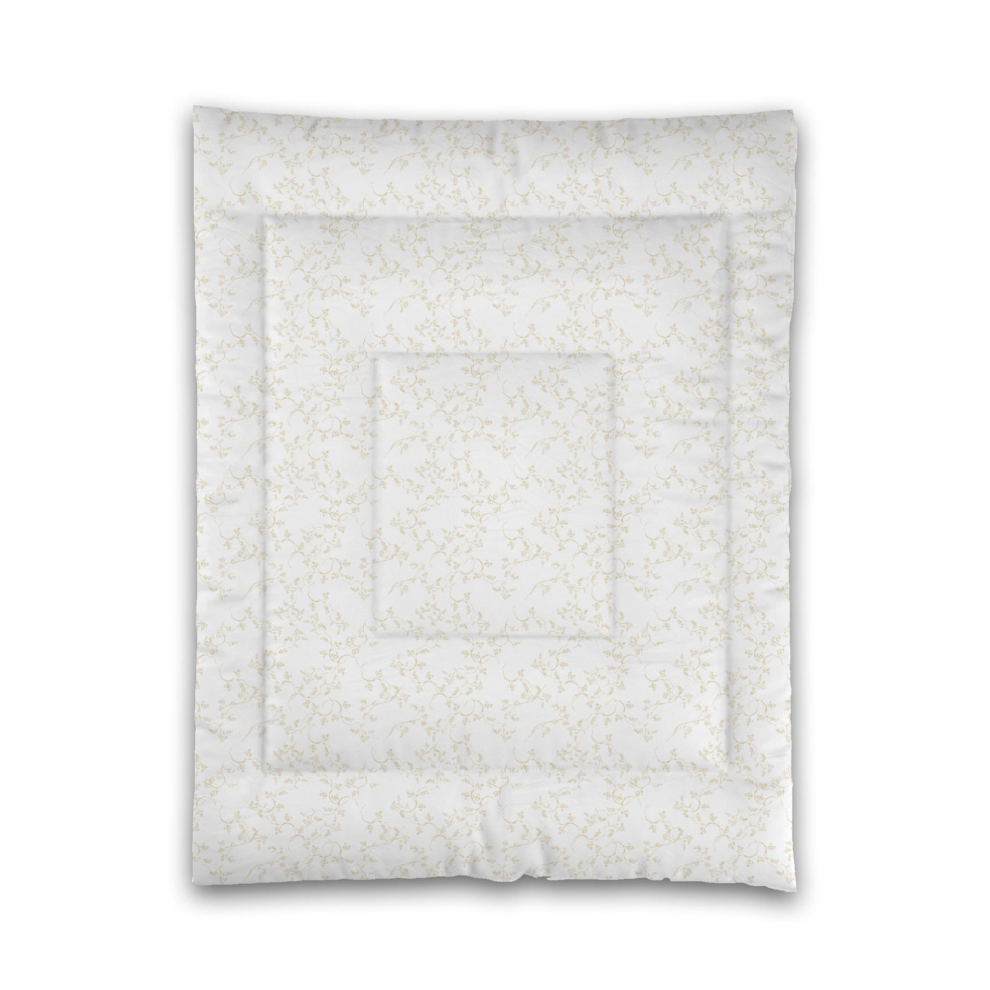 White Microfiber Comforter, Desert Sand Hand-painted Vine Print, Twin (width x length) 68 x 88 inches / 173 x 224 cm
