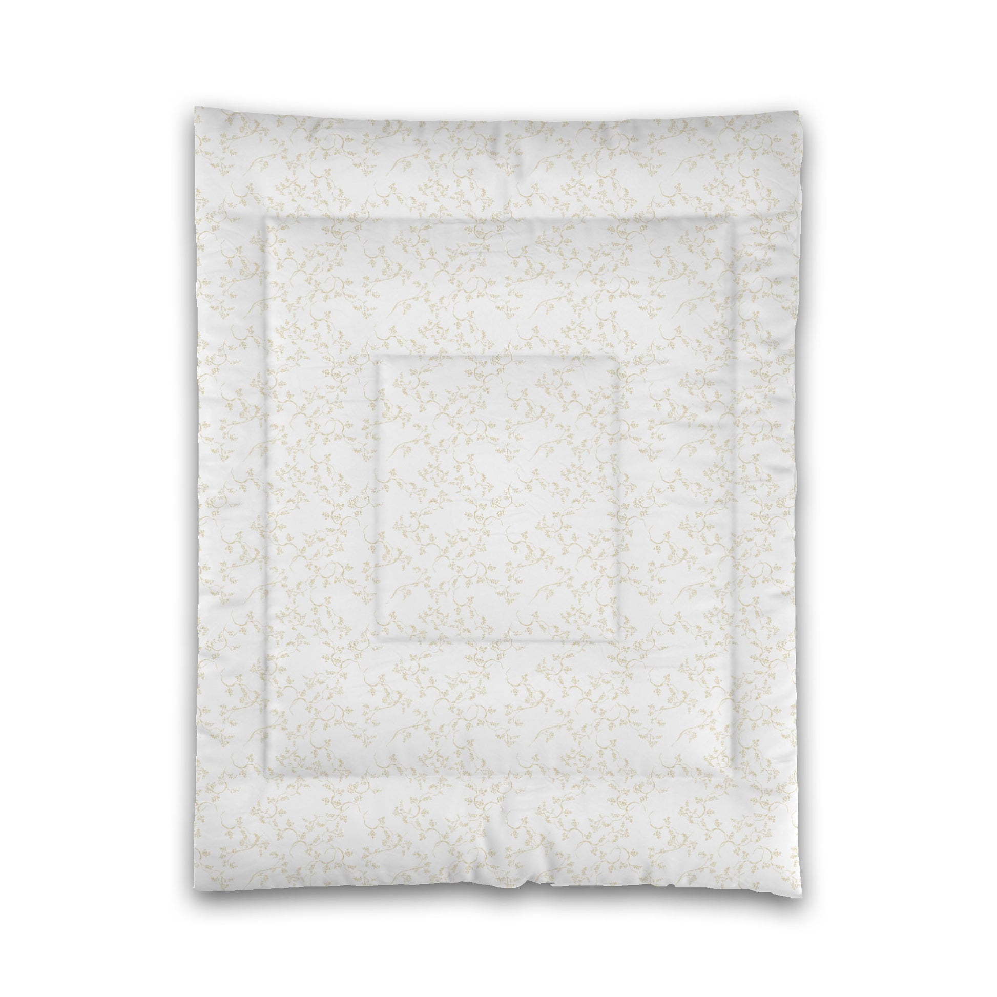White Microfiber Comforter, Desert Sand Hand-painted Vine Print, Twin (width x length) 68 x 88 inches / 173 x 224 cm