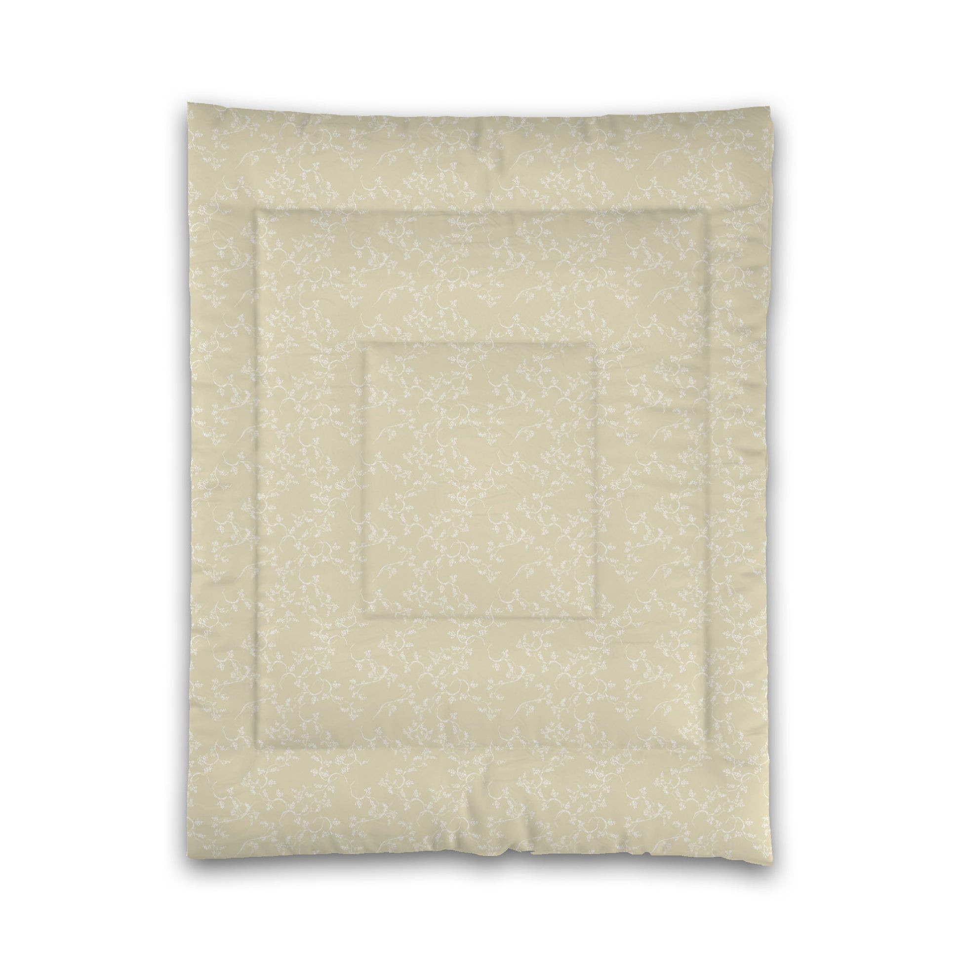 Desert Sand Microfiber Comforter, White Hand-painted Vine Print, Twin (width x length) 68 x 88 inches / 173 x 224 cm