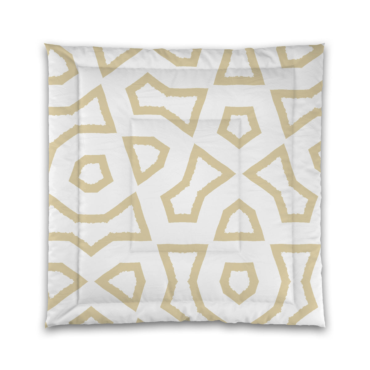 White Microfiber Comforter with Tan Labyrinth Print | Queen - 88 x 88 inches
