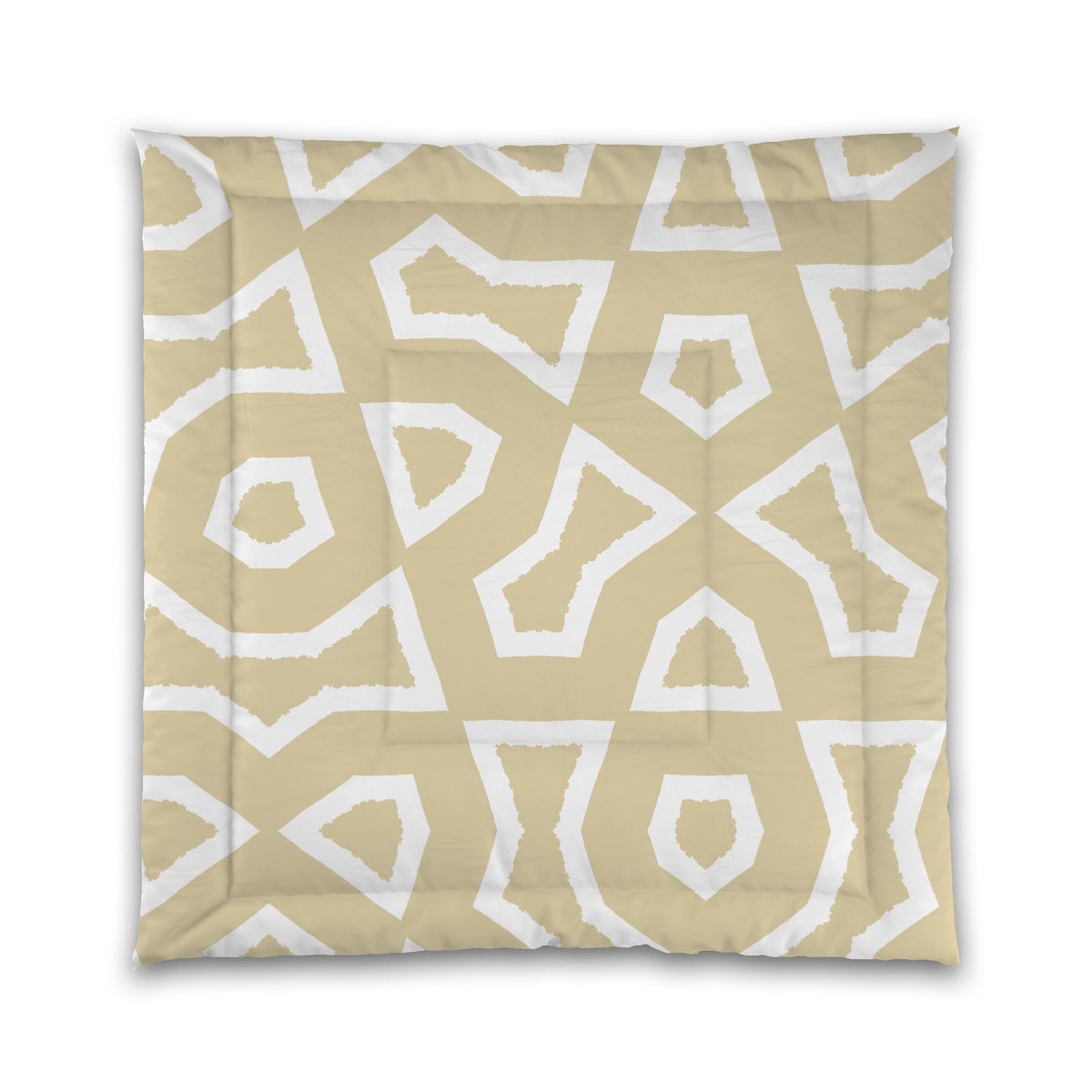 Tan Microfiber Comforter with White Labyrinth Print | Queen - 88 x 88 inches