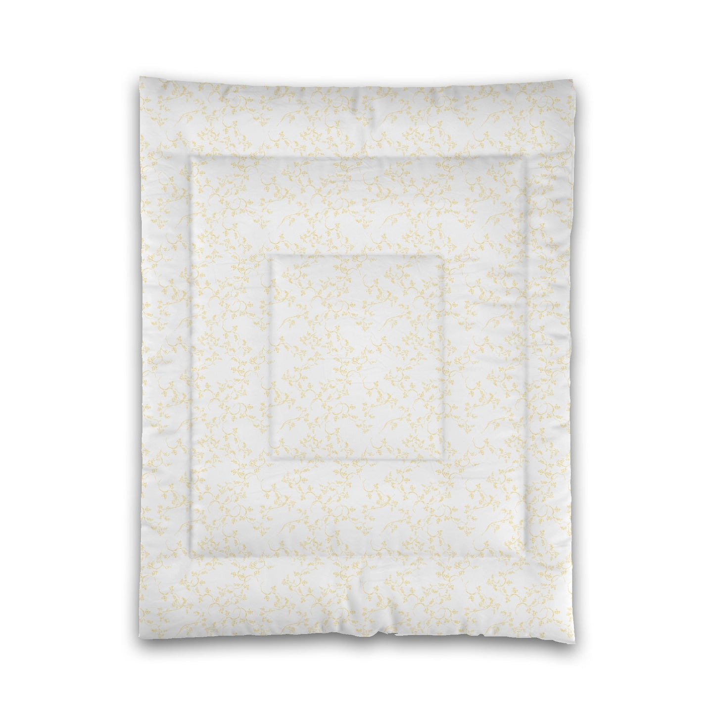 White Microfiber Comforter, Yellow Hand-painted Vine Print, Twin (width x length) 68 x 88 inches / 173 x 224 cm