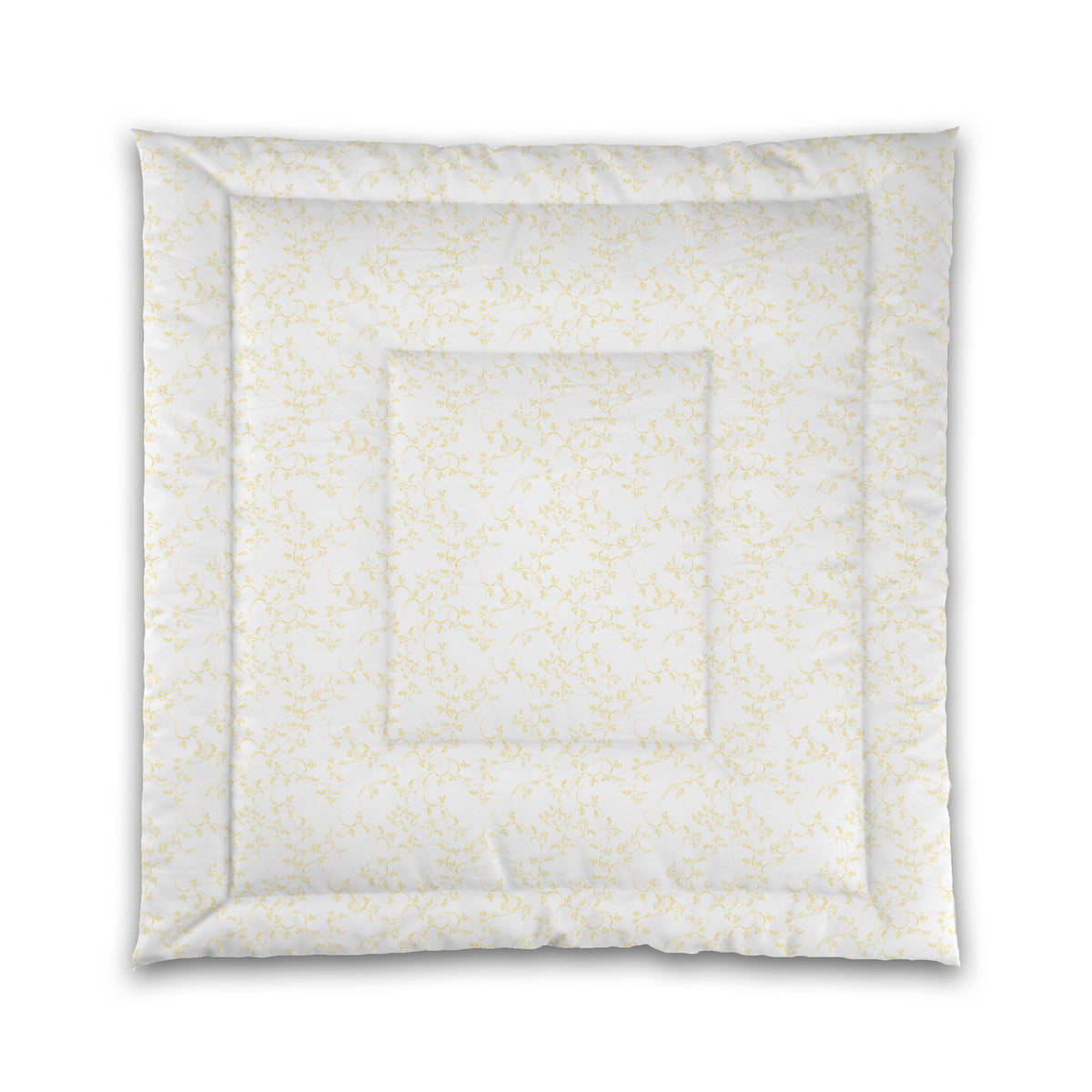 White Microfiber Comforter with Yellow Hand-painted Vine Print | Queen - 88 x 88 inches