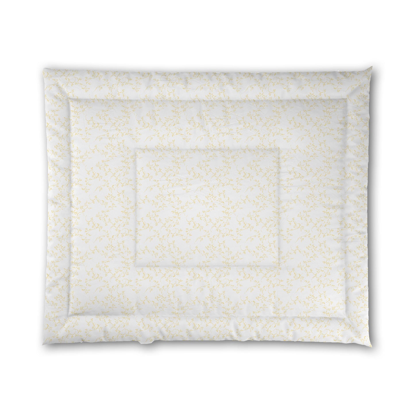 White Microfiber Comforter, Yellow Hand-painted Vine Print, King (width x length) 104 x 88 inches / 264 x 224 cm