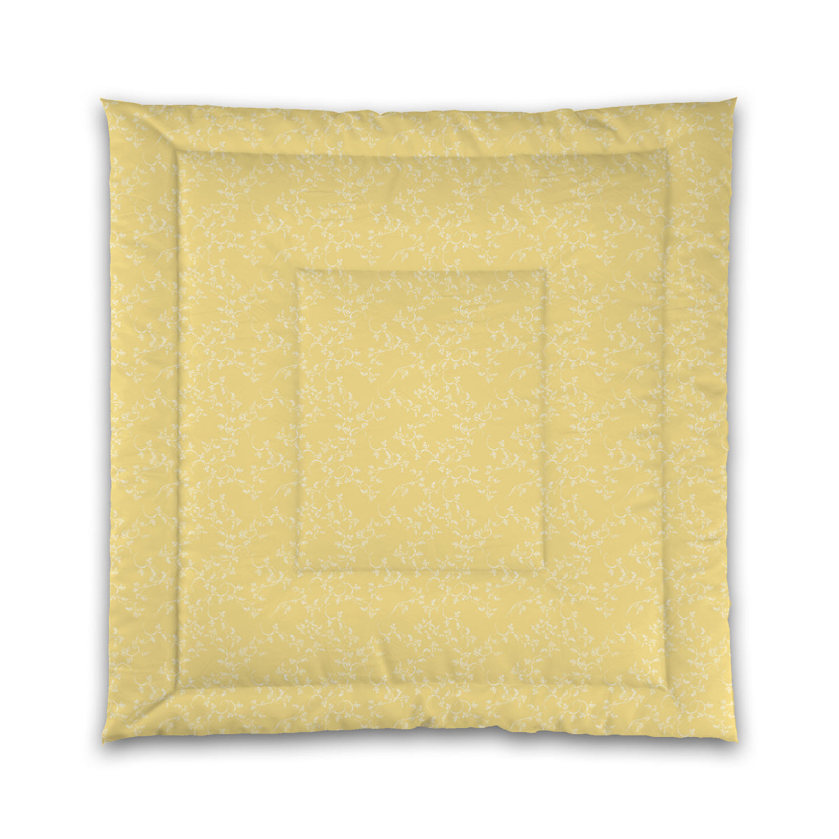 Yellow Microfiber Comforter with White Hand-painted Vine Print | Queen - 88 x 88 inches
