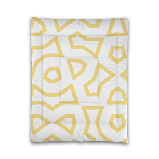 White Microfiber Comforter, Bold Yellow Graphic, Twin (width x length) 68 x 88 inches / 173 x 224 cm