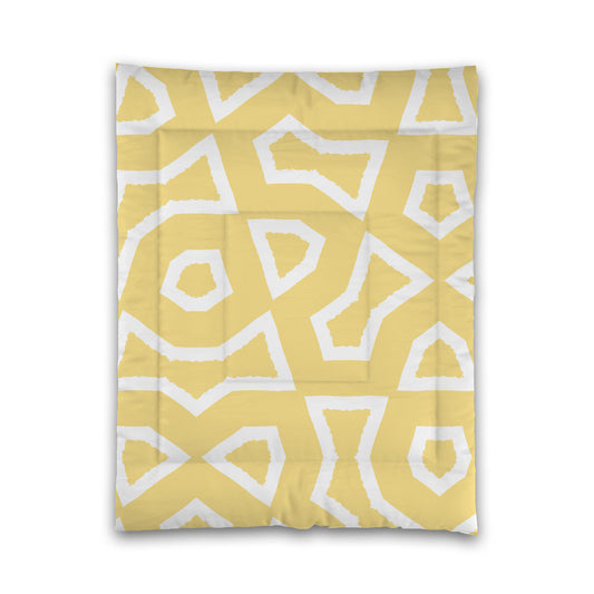 Yellow Microfiber Comforter, Bold White Graphic, Twin (width x length) 68 x 88 inches / 173 x 224 cm