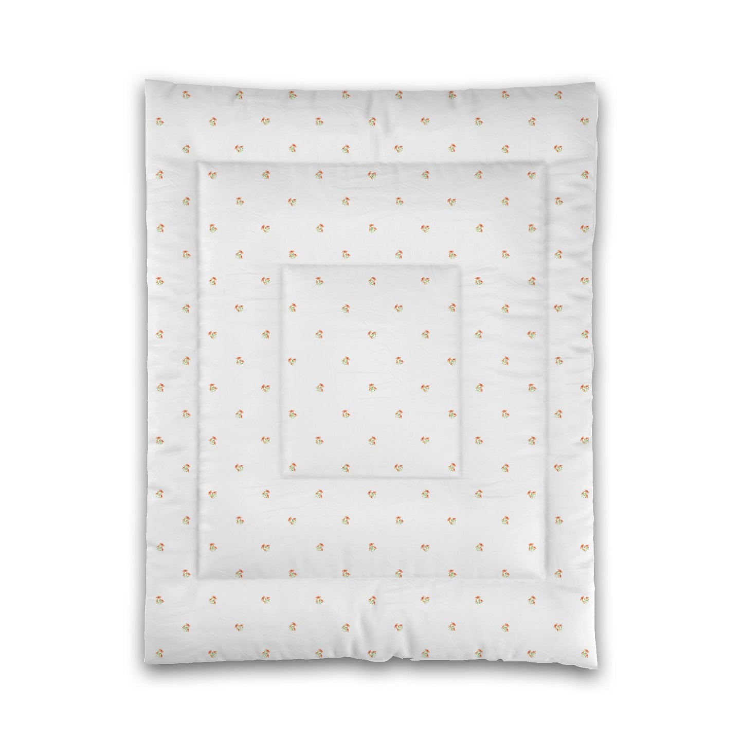 White Microfiber Comforter, Small Pale Orange Floral Pattern, Twin - 68 x 88 inches