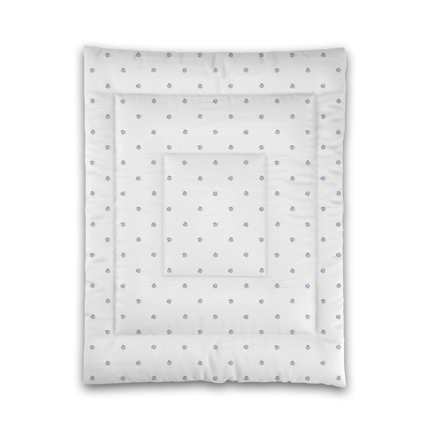 White Microfiber Comforter, Small Blue Floral Pattern, Twin - 68 x 88 inches