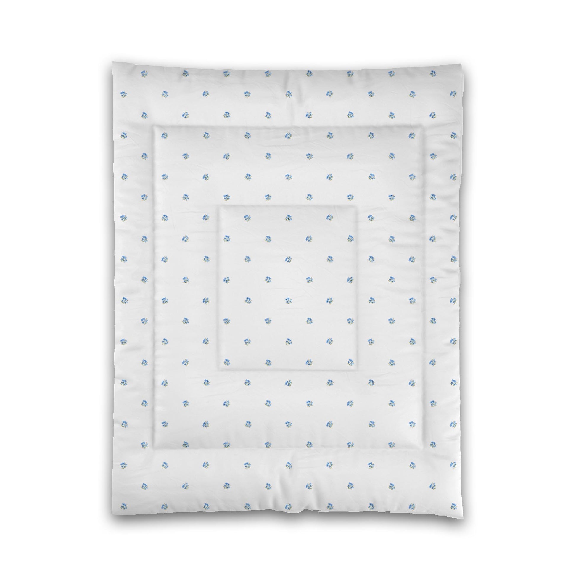 White Microfiber Comforter, Small Blue Floral Pattern, Twin - 68 x 88 inches