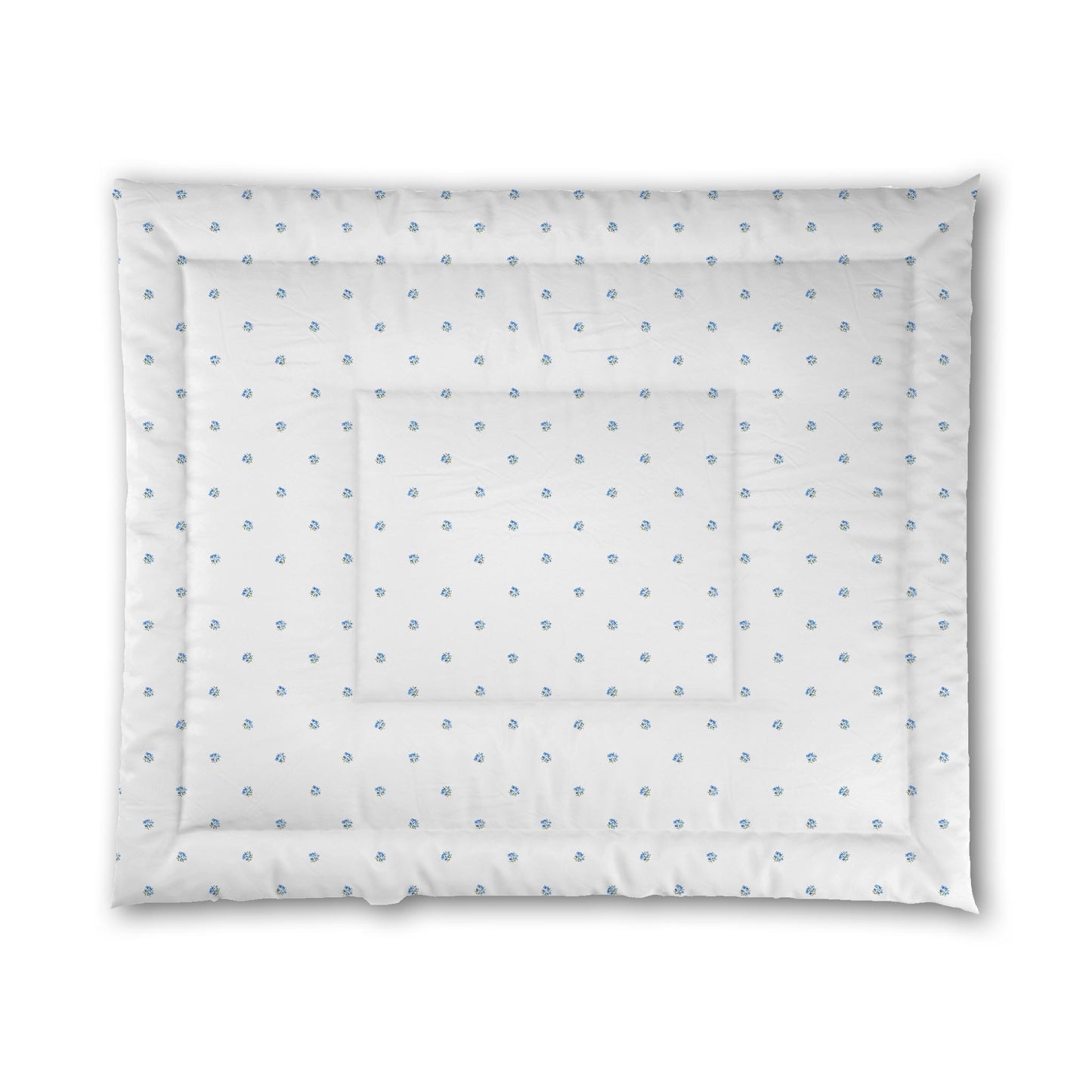 White Microfiber Comforter, Small Blue Floral Pattern, King - 104 x 88 inches