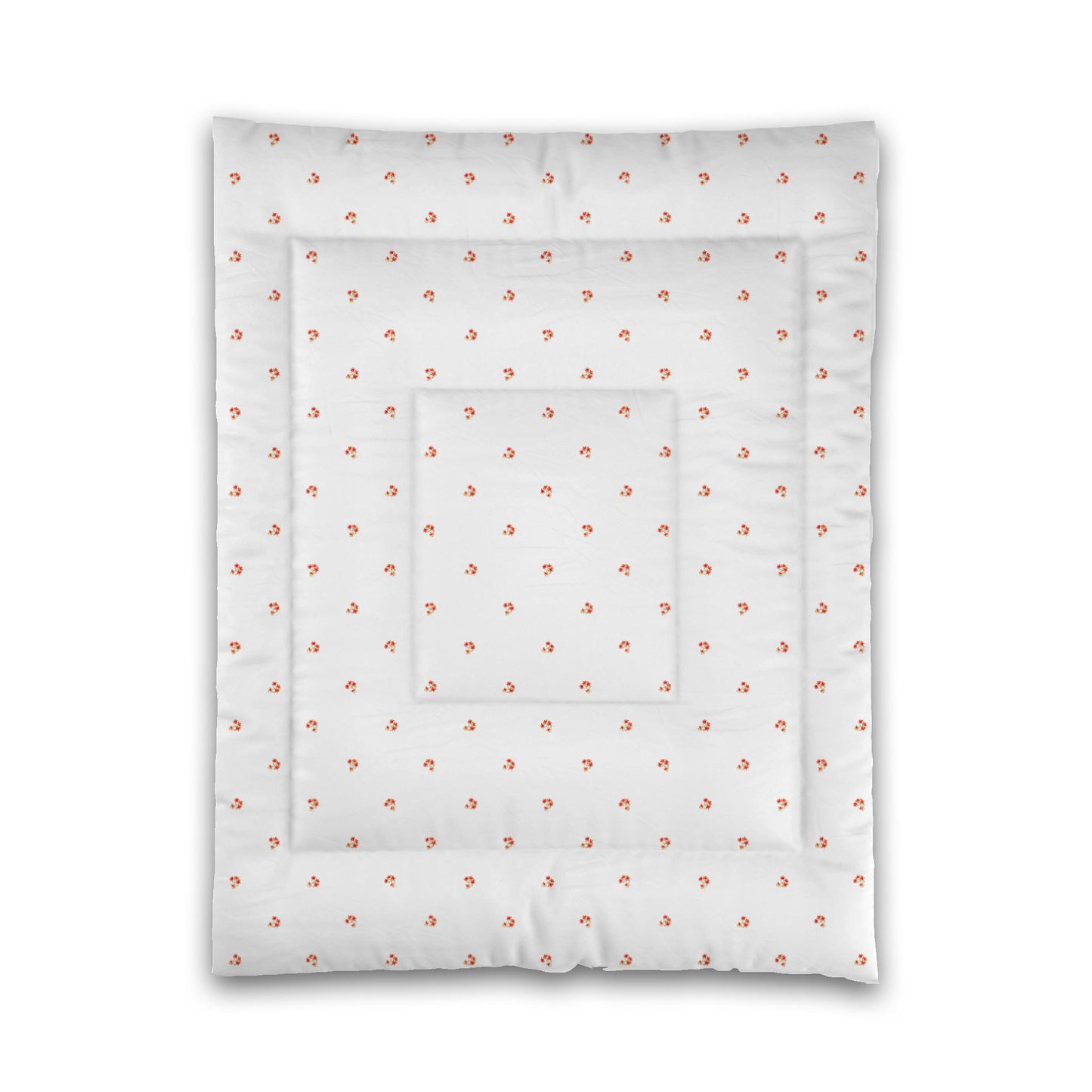 White Microfiber Comforter, Small Red Floral Pattern, Twin - 68 x 88 inches