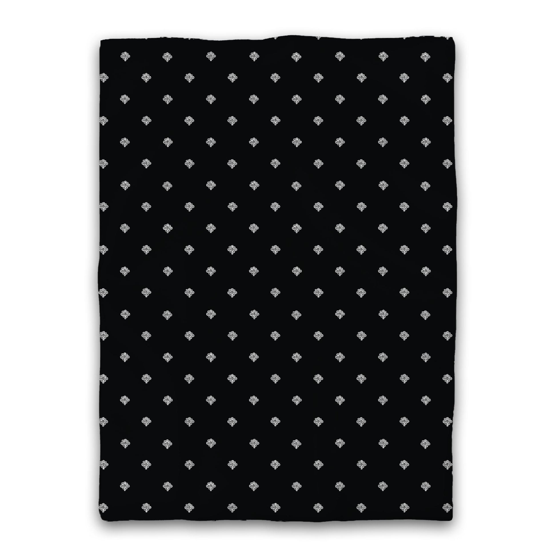 Black Microfiber Duvet Cover, White Hand-painted Swizzle Motif Print, Twin XL (width x length) 68 x 92 inches /  173 x 234 cm