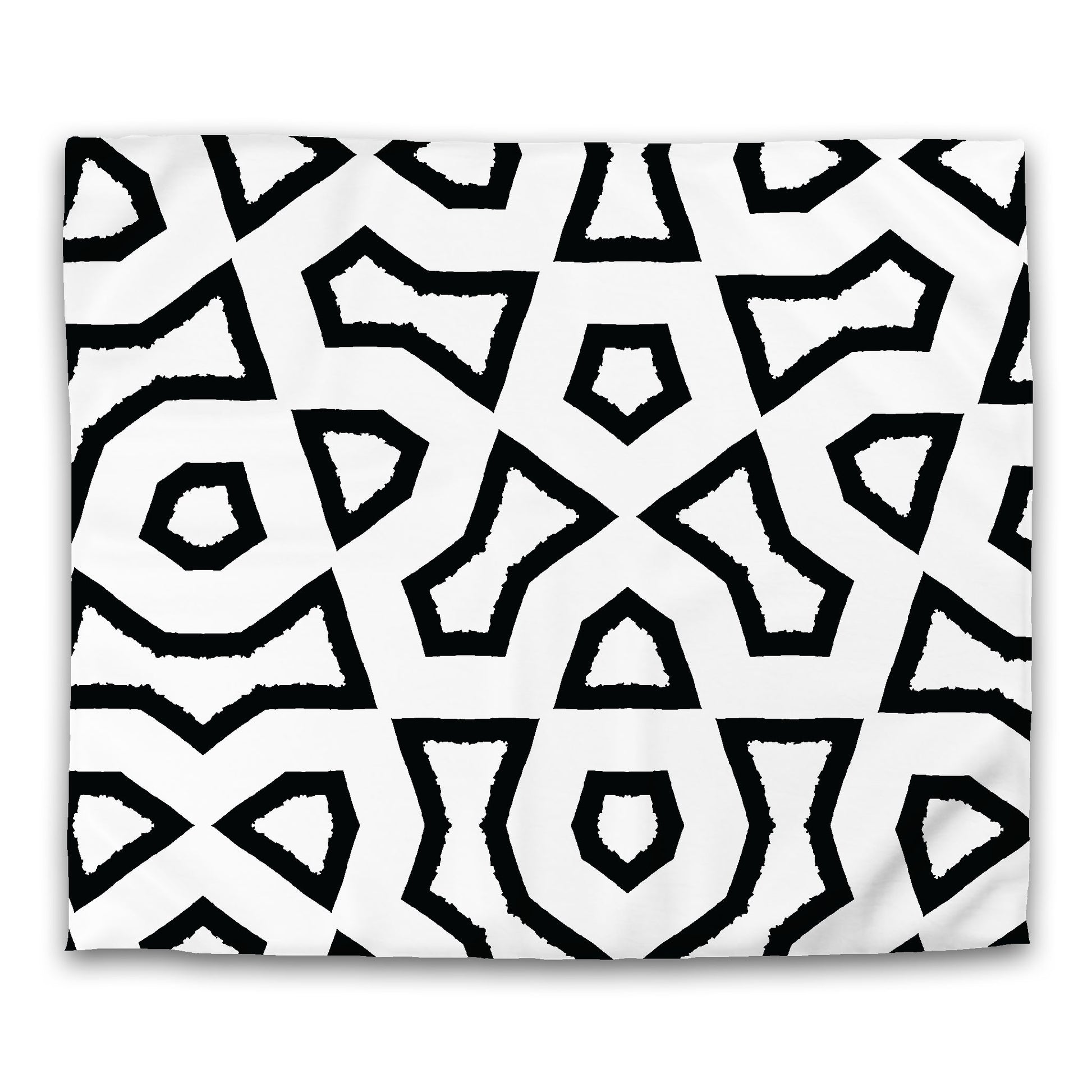 Off-White Cotton Sateen Duvet Cover, Bold Black Graphic, King (width x length) 106 x 92 inches / 269 x  234 cm