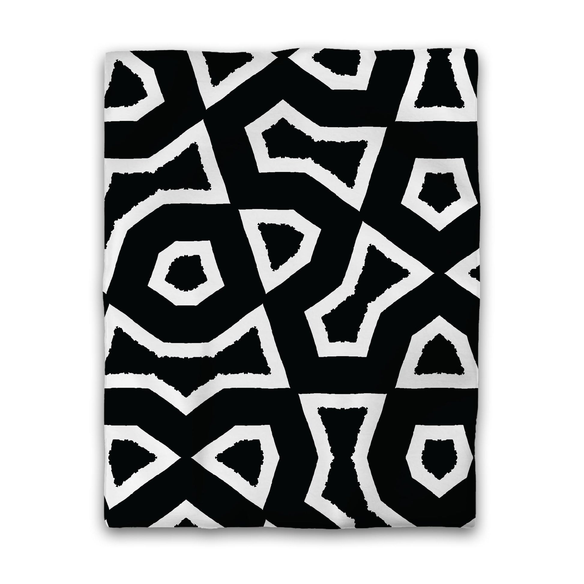 Black Cotton Sateen Duvet Cover, Bold Off-White Graphic, Twin (width x length) 70 x 90 inches / 178 x 229 cm