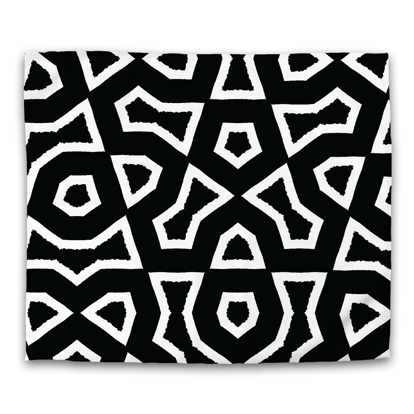 Black Cotton Sateen Duvet Cover, Bold Off-White Graphic, King (width x length) 106 x 92 inches / 269 x  234 cm