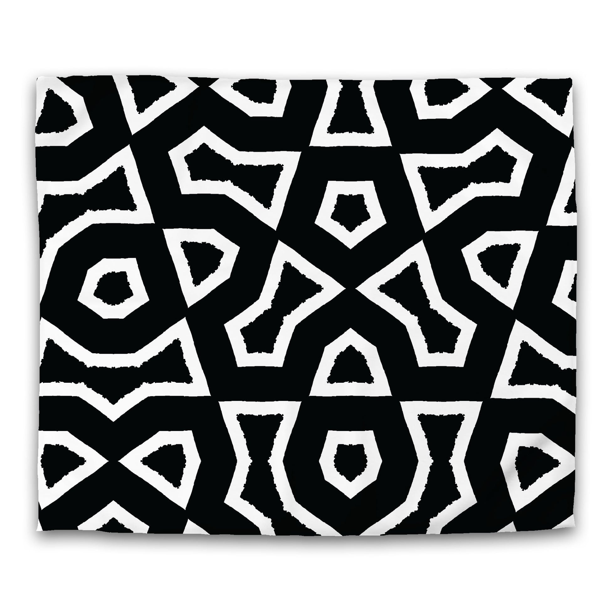 Black Cotton Sateen Duvet Cover, Bold Off-White Graphic, King (width x length) 106 x 92 inches / 269 x  234 cm