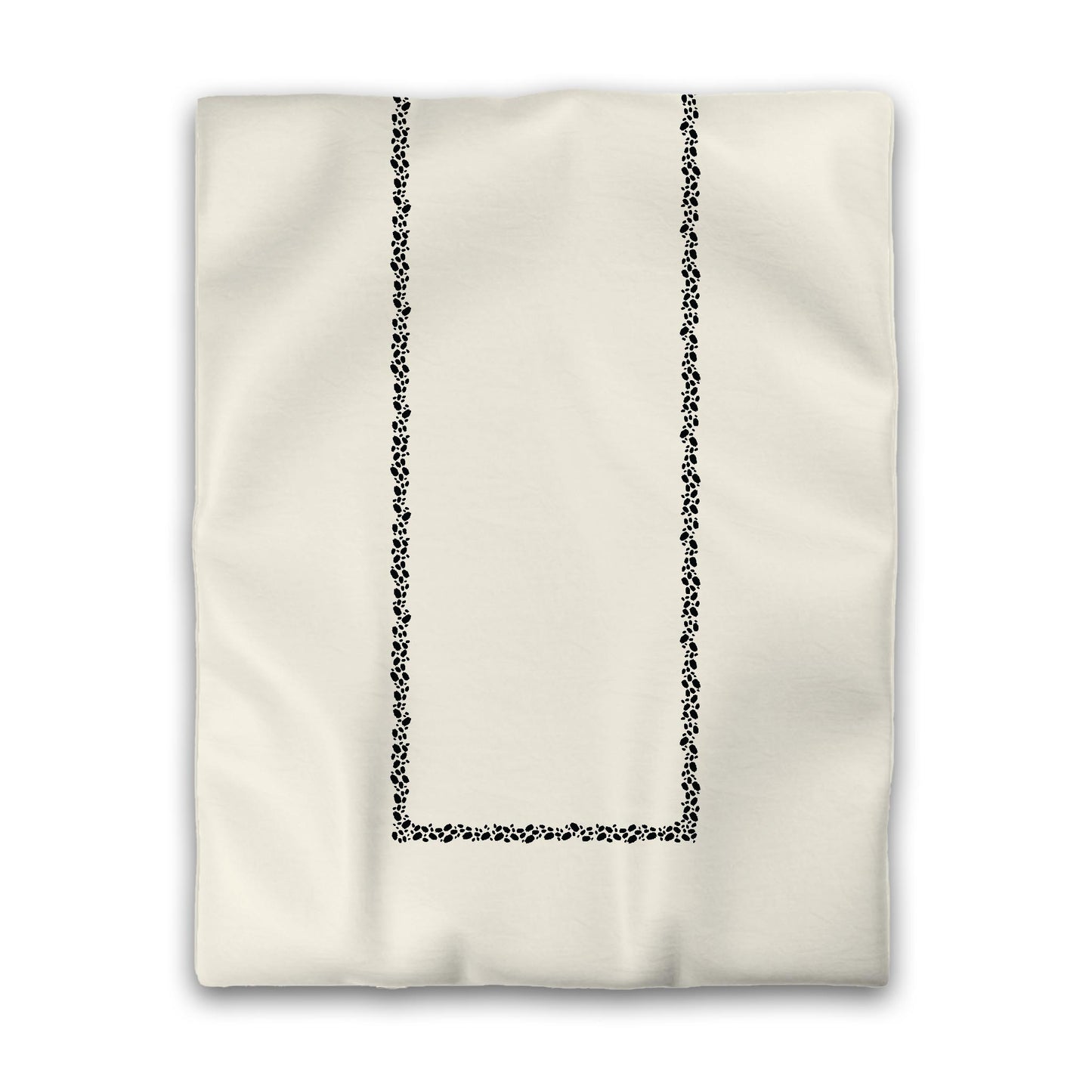 Pale Cream Cotton Sateen Duvet Cover, Black Hand-painted Dab Motif Print, Classic Border, Twin (width x length) 70 x 90 inches / 178 x 229 cm