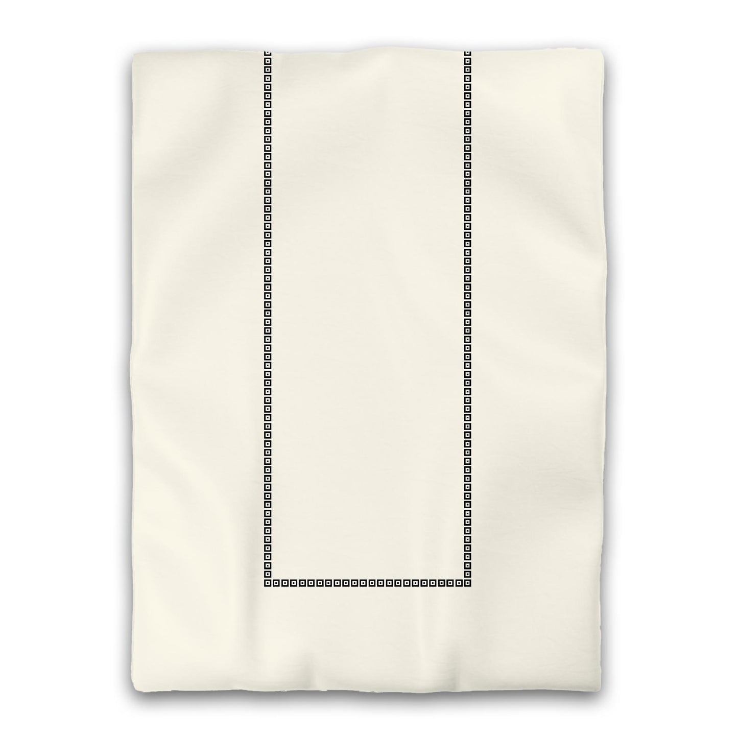 Pale Cream Microfiber Duvet Cover, Black Repeating Square Motif Print, Classic Border, Twin (width x length) 68 x 88 inches / 173 x 224 cm