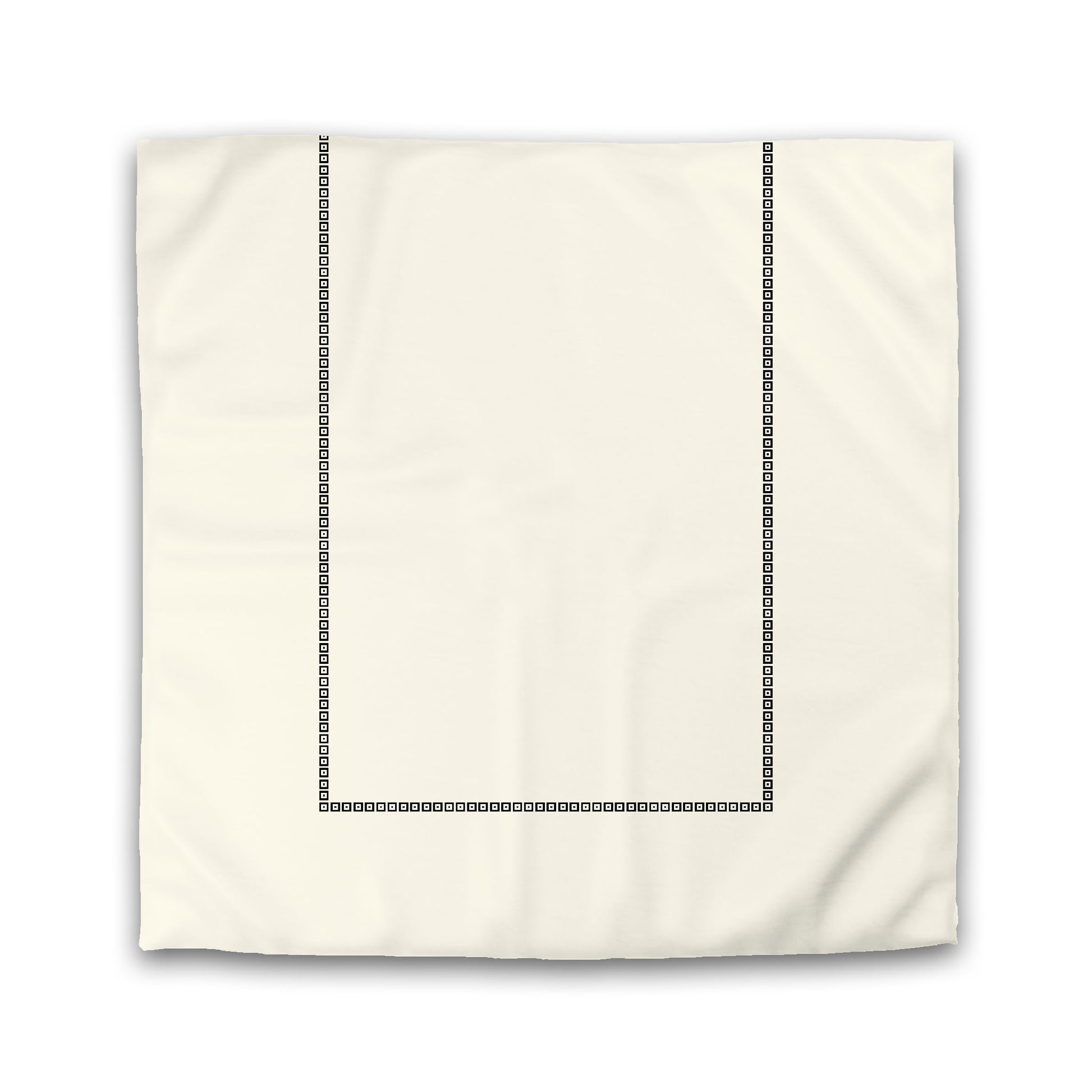 Pale Cream Microfiber Duvet Cover, Black Repeating Squares Frieze Print | Queen - 88 x 88 inches