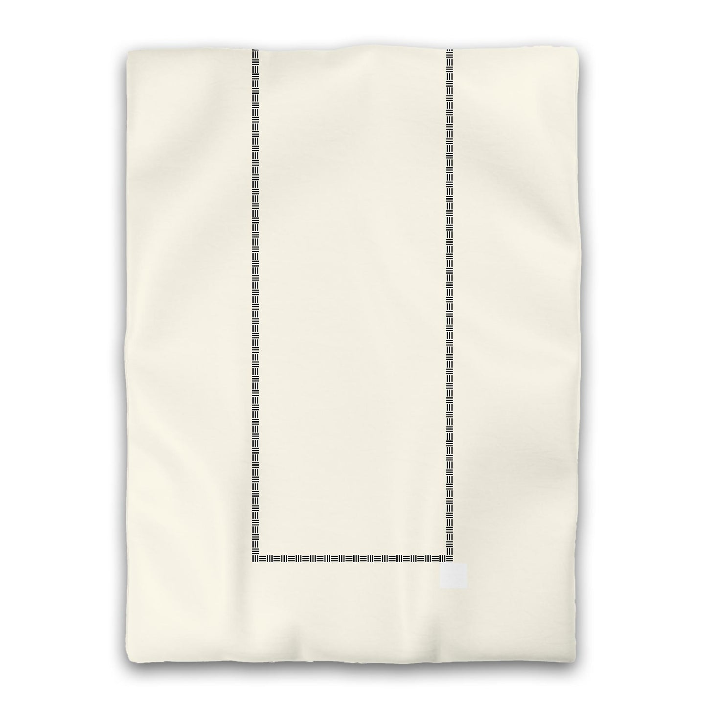 Pale Cream Microfiber Duvet Cover, Black Single Weave Motif Print, Classic Border, Twin (width x length) 68 x 88 inches / 173 x 224 cm