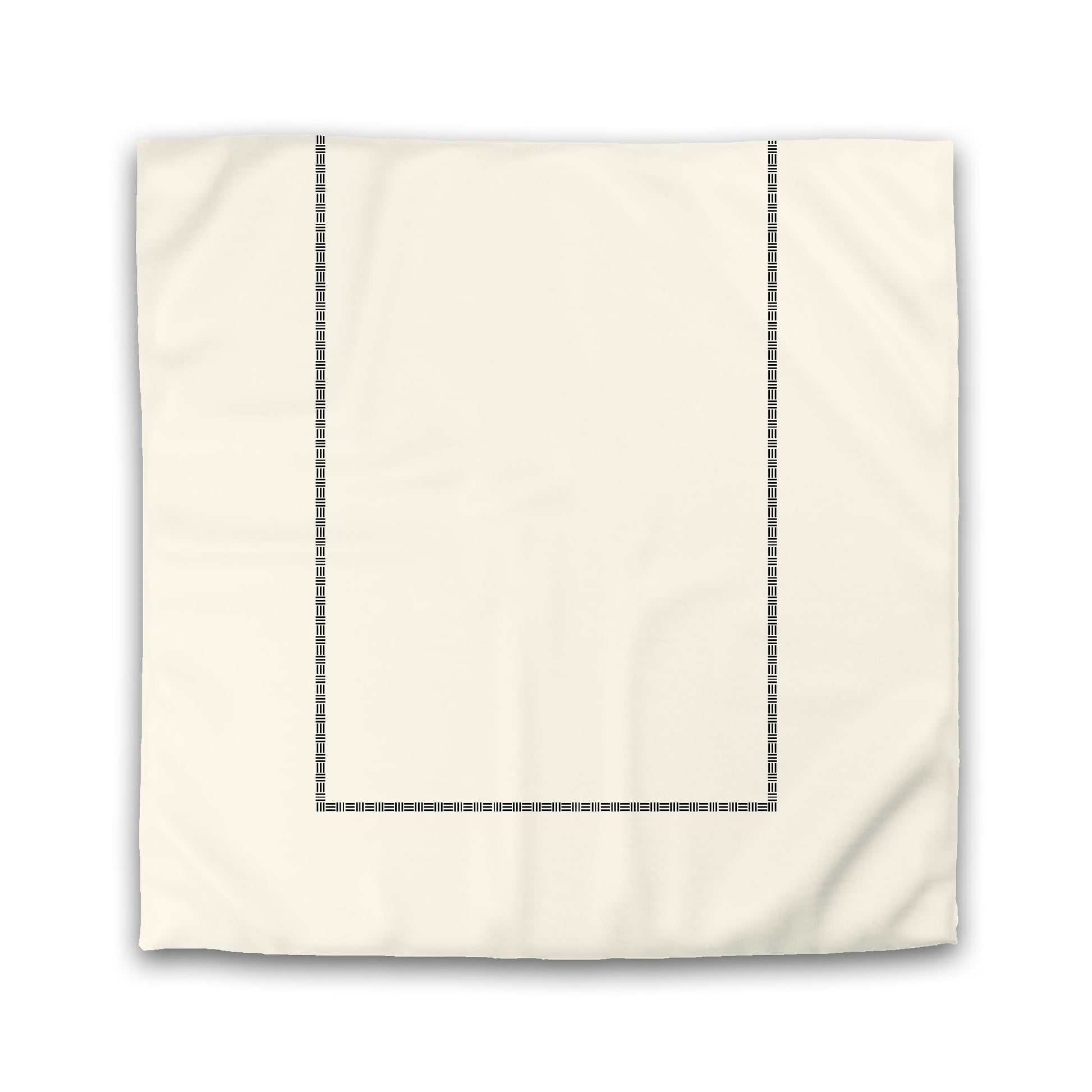 Pale Cream Microfiber Duvet Cover, Black Narrow Weave Frieze Print | Queen - 88 x 88 inches