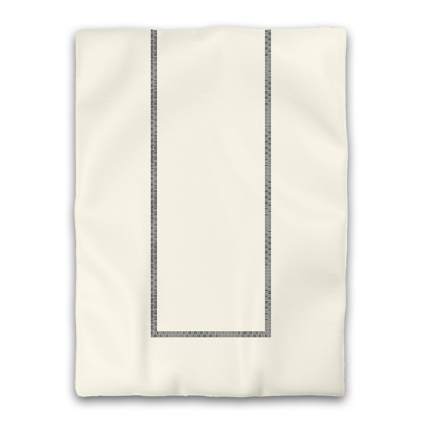 Pale Cream Microfiber Duvet Cover, Black Double Weave Motif Print, Classic Border, Twin (width x length) 68 x 88 inches / 173 x 224 cm