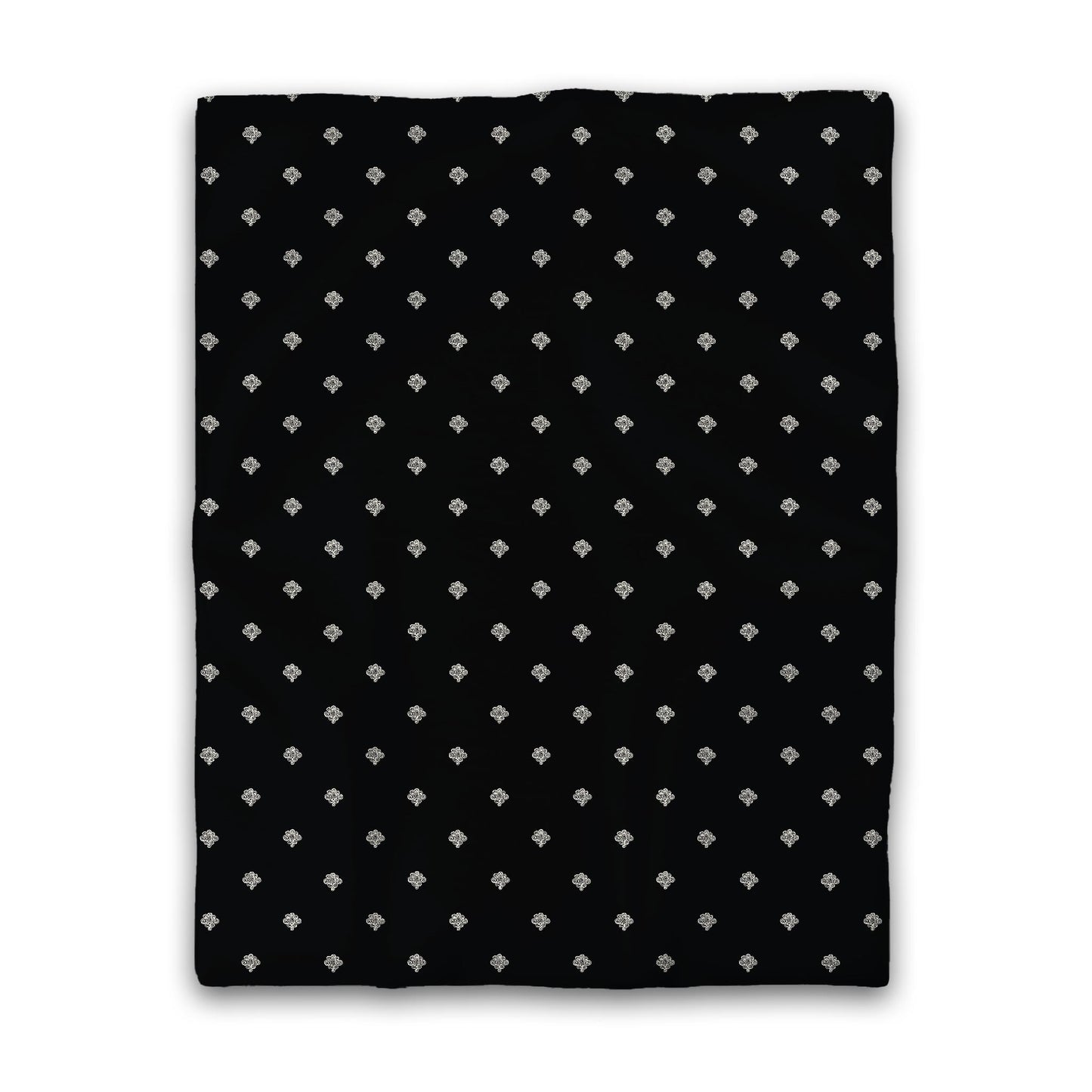 Black Microfiber Duvet Cover, Pale Cream Hand-painted Swizzle Motif Print | MFDU-1013-172