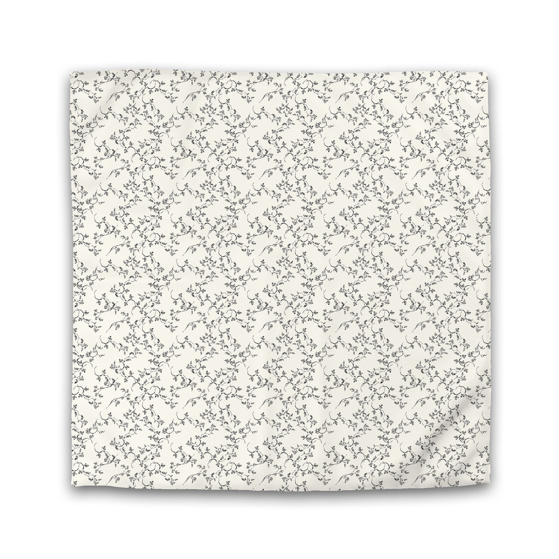 Pale Cream Microfiber Duvet Cover, Black Hand-painted Vine Print | Queen - 88 x 88 inches