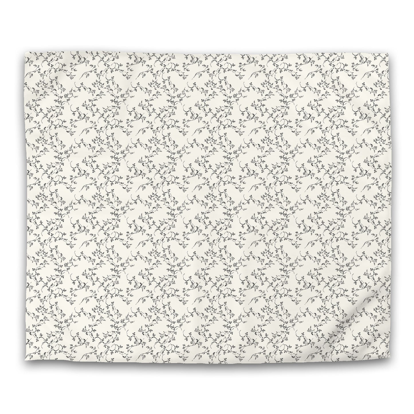 Pale Cream Microfiber Duvet Cover, Black Hand-painted Vine Print, King (width x length) 104 x 88 inches / 264 x 224 cm