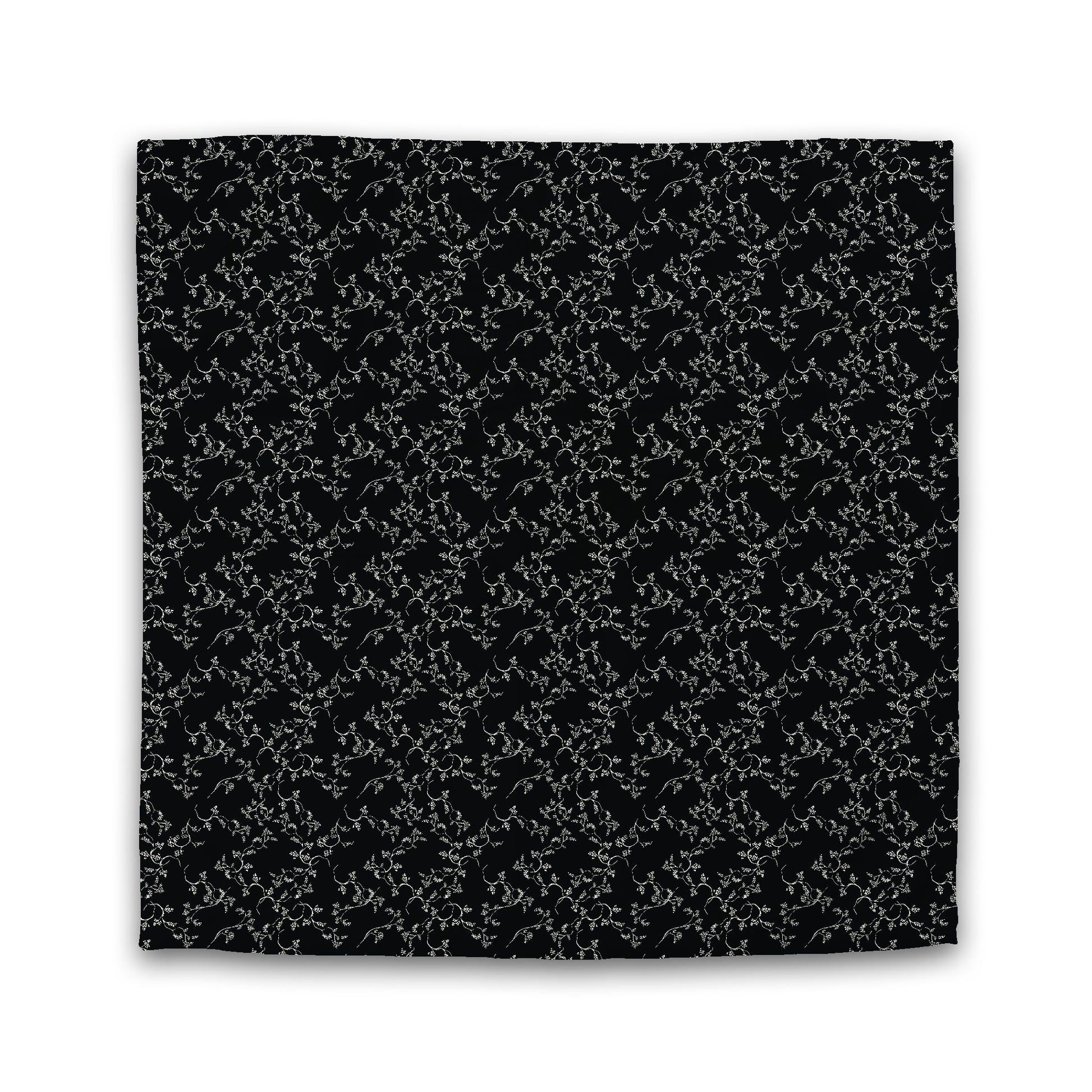 Black Microfiber Duvet Cover, Pale Cream Hand-painted Vine Print | Queen - 88 x 88 inches