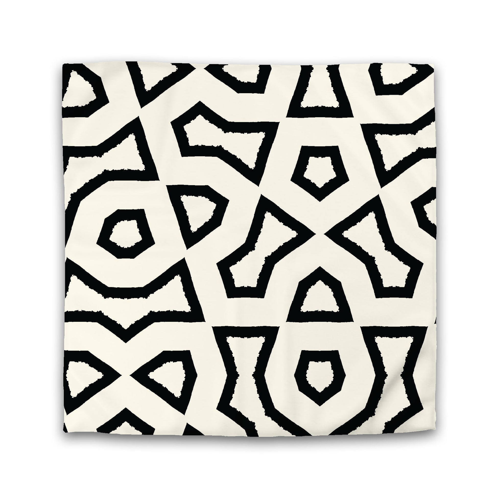 Pale Cream Microfiber Duvet Cover with Black Labyrinth Print | Queen - 88 x 88 inches
