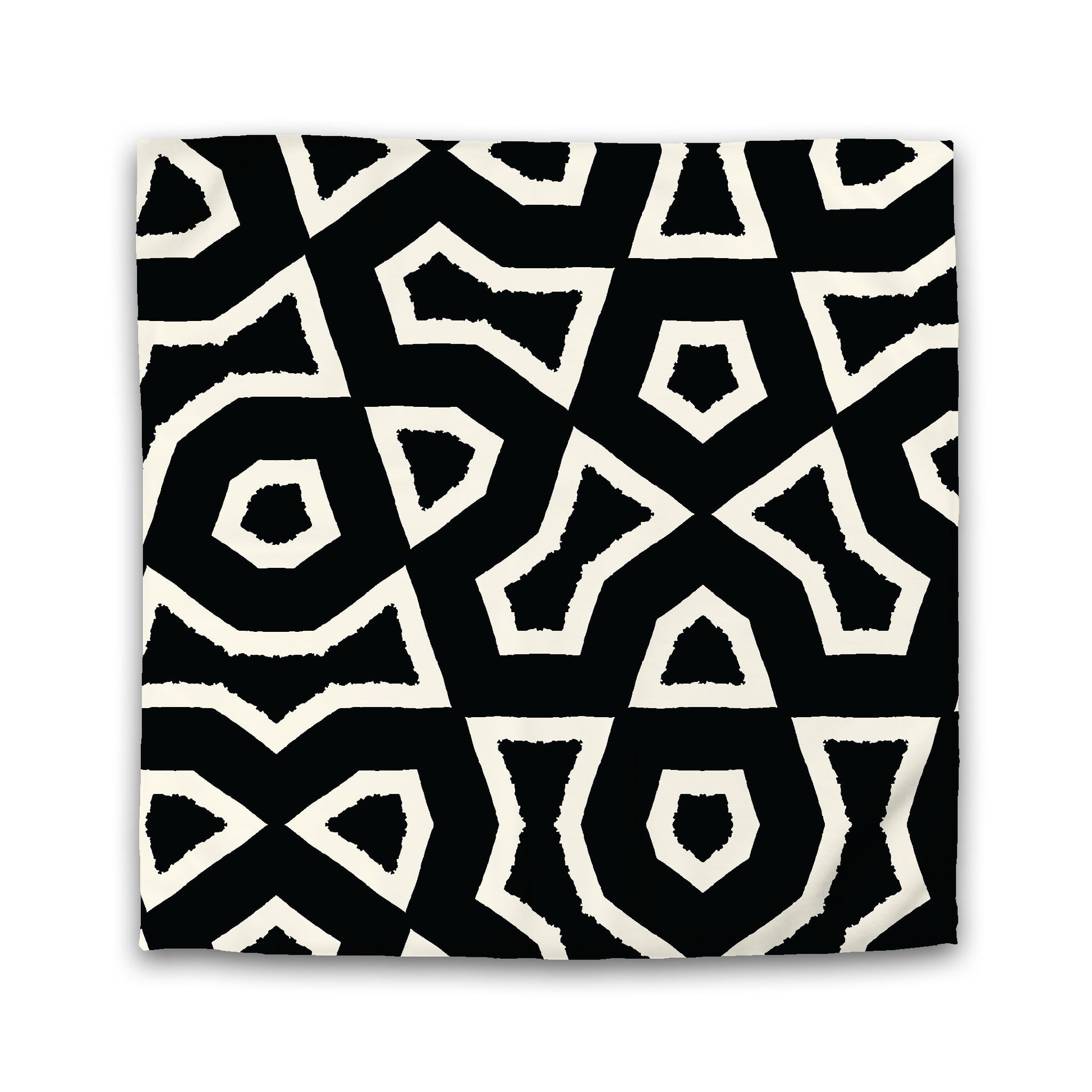 Black Microfiber Duvet Cover with Pale Cream Labyrinth Print | Queen - 88 x 88 inches