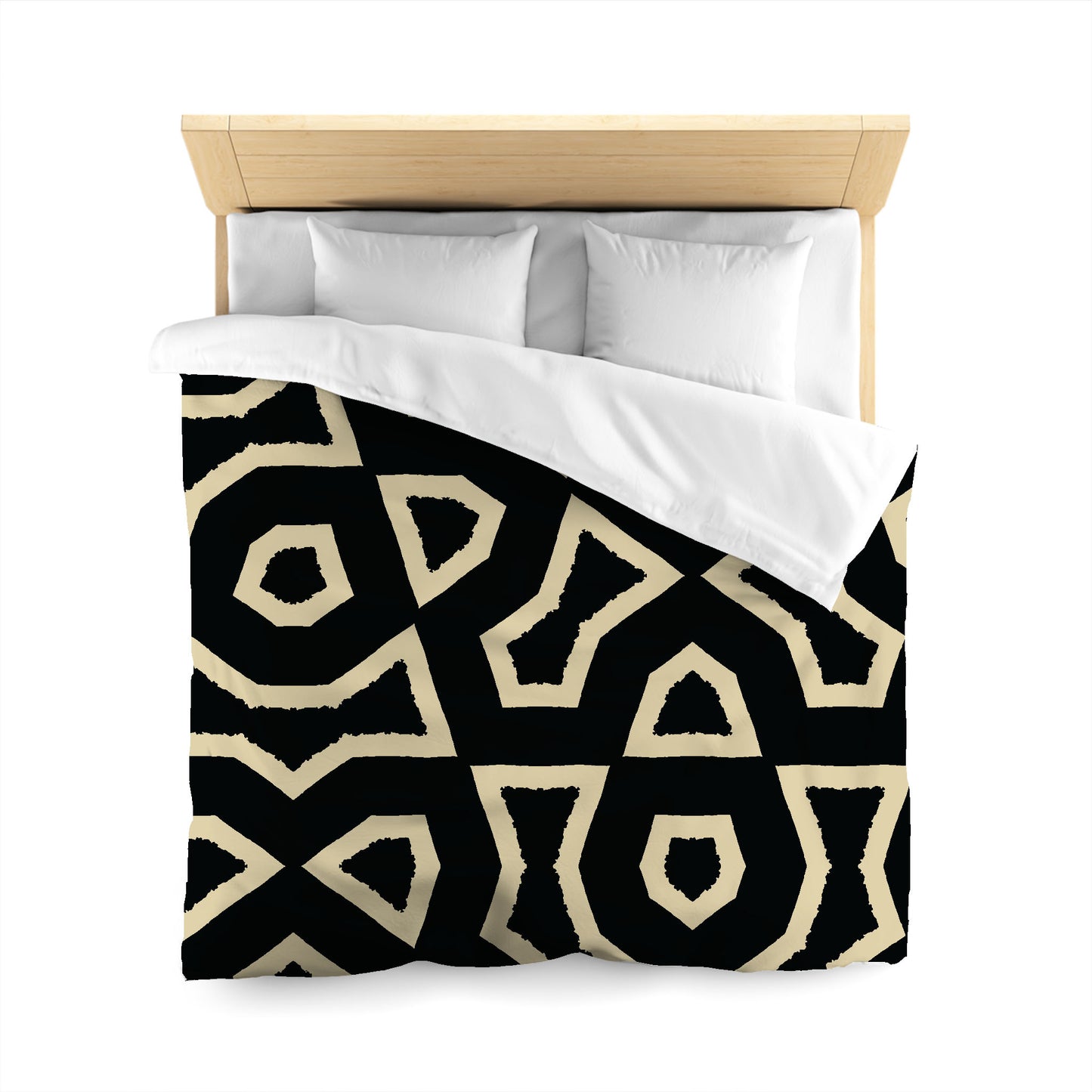 Black Microfiber Duvet Cover, Bold Desert Sand Graphic, Queen (width x length) 88 x 88 inches / 224 x 224 cm