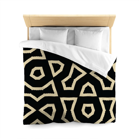 Black Microfiber Duvet Cover, Bold Desert Sand Graphic, Queen (width x length) 88 x 88 inches / 224 x 224 cm